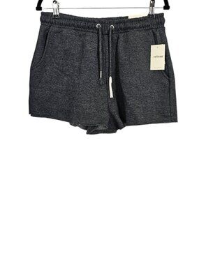 Relaxx Women's Gray Cotton Blend Draw String Pocket Lounge Shorts New Size L